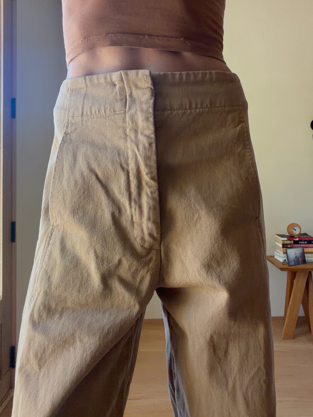 High-Rise Wide-Leg Pants in Light Tan - Picture 2 of 15